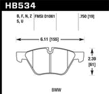 Hawk Hawk 08-12 BMW 128i /06 325i/325Xi /07 328i/328Xi /06 330i/330Xi Front HPS 5.0 Street Brake Pads HB534B.750