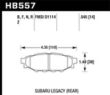 Hawk Hawk 08 WRX Rear HPS Street Brake Pads HB557F.545
