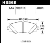Hawk Hawk 06-08 Lexus IS250 HPS Street Front Brake Pads HB566F.688