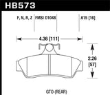 Hawk Hawk 04-06 Pontaic GTO HPS 5.0 Rear Brake Pads HB573B.615