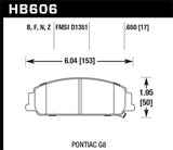 Hawk Hawk 2012 Chevrolet Caprice 3.6 HPS 5.0 Front Brake Pads HB606B.650