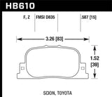 Hawk Hawk 05-09 Scion tC / 00-01 Lexus ES300 HPS Street Rear Brake Pads HB610F.587