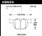 Hawk Hawk 06 BMW 330i/330xi / 07-09 335i / 07-08 335xi / 09 335d / 08-09 328i HPS Street Rear Brake Pads HB624F.642