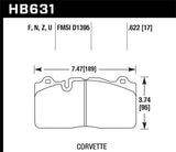 Hawk Hawk 09-11 Corvette Z06/ZR-1 (w/Carbon Ceramic Brake Package and Iron rotors) HPS Street Front Brake HB631F.622