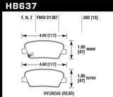 Hawk Hawk 09-10 Hyundai Genesis Sedan V8 Performance Ceramic Street Rear Brake Pads s HB637Z.583