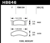 Hawk Hawk 68-73 Ford Mustang / 68-71 Torino / 68-71 Montego / 68-73 Cougar HPS Street Front Brake Pads HB646F.526