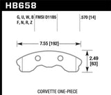 Hawk Hawk 06-10 Chevy Corvette (Improved Pad Design) Front HPS Sreet Brake Pads HB658F.570
