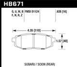 Hawk Hawk 11+ Subaru Legacy GT HPS Street Rear Brake Pads HB671F.628
