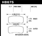 Hawk Hawk 09+ Mitsubishi Lancer Ralliart / 08+ Lancer GTS LTS Rear Brake Pads HB675Y.602