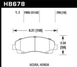 Hawk Hawk 2006-11 Honda Ridgeline 2009-13 Acura TL Street LTS Front Brake Pads HB678Y.709