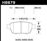 Hawk Hawk 2006-11 Honda Ridgeline Street Performance Ceramic Rear Brake Pads HB679Z.600