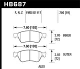 Hawk Hawk 04-10 Audi A8 Quattro / 07-11 S6 / 07-10 S8 HP Plus Front Street Brake Pads HB687N.750