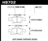 Hawk Hawk 11-12 Dodge Durango / 11-12 Jeep Grand Cherokee HPS Rear Street Brake Pads HB702F.662