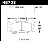 Hawk Hawk 05-13 Toyota Hilux HPS Street Brake Pads HB703F.665