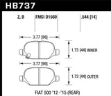 Hawk Hawk 12-15 Fiat 500 Abarth Rear HPS 5.0 Brake Pads HB737B.544