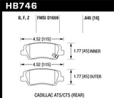 Hawk Hawk Cadillac 13-16 ATS / 14-15 CTS HPS Rear Brake Pads HB746F.645