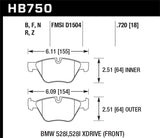 Hawk Hawk 13-14 BMW 528i / 528i xDrive HPS 5.0 Front Brake Pads HB750B.720