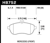 Hawk Hawk 2015 Mercedes C250 HPS Street Front Brake Pads HB752F.769