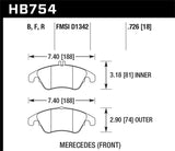 Hawk Hawk 10-16 Mercedes-Benz E350 / 12-16 Mercedes-Benz SLK350 HPS Street Front Brake Pads HB754F.726