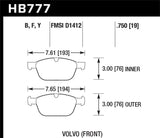 Hawk Hawk 10-15 Volvo XC60 / 03-14 Volvo XC90 (w/ 328mm Rotors) HPS Street Front Brake Pads HB777F.750