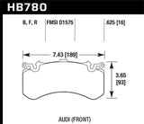 Hawk Hawk 2012 Audi A8 Quattro W12 HPS Street Front Brake Pads HB780F.625