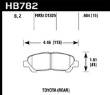 Hawk Hawk 08-13 Toyota Highlander Performance Ceramic Street Rear Brake Pads HB782Z.604