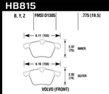 Hawk Hawk 07-16 Volvo S80 Performance Ceramic Street Front Brake Pads HB815Z.775