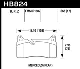 Hawk Hawk 11-15 Mercedes-Benz SLS AMG Performance Ceramic Street Rear Brake Pads HB824Z.668
