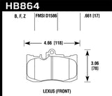 Hawk Hawk 13-17 Lexus GS350/GS350 F Sport / 12-17 Lexus IS350 HPS Street Front Brake Pads HB864F.661