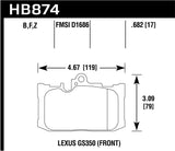 Hawk Hawk 13-19 Lexus GS350 / 15-19 Lexus RC350 HPS 5.0 Front Brake Pads HB874B.682