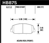 Hawk Hawk 14-17 Acura RDX/RLX Performance Ceramic Street Front Brake Pads HB875Z.666