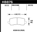 Hawk Hawk 14-17 Acura RLX / 15-17 Acura TLX LTS Street Rear Brake Pads HB876Y.610
