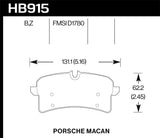 Hawk Hawk 16-18 Porsche Macan Performance Ceramic Street Rear Brake Pads HB915Z.664