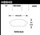 Hawk Hawk 16-17 Toyota Hilux Street HPS Front Brake Pads HB940F.616