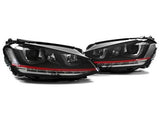 Helix Helix R-Look Headlights with Double U LED - Red Strip | Mk7 Golf | GTi HVWG7HL-R2