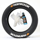 Tire Stickers 4 Decal Set / WHITE / 14"-16" / 1.25" Tire Stickers - HANKOOK WITH ORANGE LOGO - Permanent HNKOOKO-1416-125-4-W