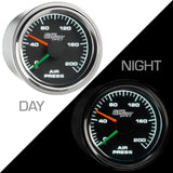 GlowShift Gauges GlowShift Gauges Mechanical Series - 52mm - Black Face - 200psi Dual Air Pressure Gauge - White LEDs GS-MSB-DAP- 200