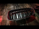 PhaseCarbon Gloss Black PhaseCarbon LCI Carbon Fiber Double Slatted Kidney Grilles - BMW 3 Series (E90) K04-08E90CF-DSKG-BLK