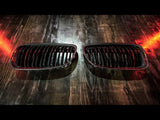 PhaseCarbon Gloss Black PhaseCarbon LCI Carbon Fiber Double Slatted Kidney Grilles - BMW 3 Series (E90) K04-08E90CF-DSKG-BLK