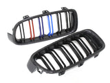 PhaseCarbon Carbon w/ Tricolor Slats PhaseCarbon Carbon Fiber Kidney Grilles (M3 Style) - BMW 3 Series (F30 / F31) K04-12F30CF-DSKG-TRI