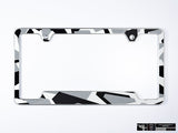 Klii Motorwerkes Silver Premium License Plate Frame - Abstract Arctic Camo K110-0GPF-2SIL