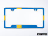 Klii Motorwerkes Silver Premium License Plate Frame - Swedish Flag K122-0LPF-2SIL