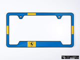 Klii Motorwerkes Black Premium License Plate Frame - Swedish Flag + Prancing Moose K122-0LPF-PM-2BLK