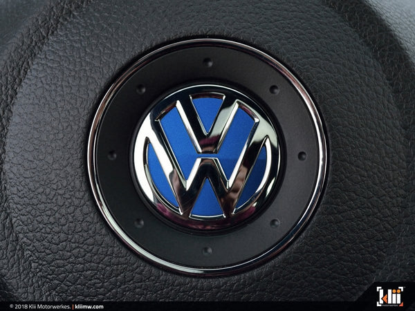 Klii Motorwerkes Select VW Steering Wheel Badge Insert - Rising Blue Metallic K37-XVSW