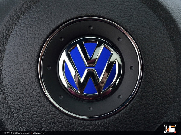 Klii Motorwerkes Select VW Steering Wheel Badge Insert - Deep Blue Pearl Metallic K38-XVSW