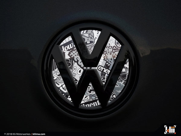Klii Motorwerkes Select / Inlay VW Rear Badge Insert - Stickerbomb Noir K49-XVRE