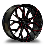 Marquee Wheels 20x9.0 et33 / 5x120 / cb74.1 Marquee Wheels M1004 20" 5x120 Gloss Black / Red Milled 1004209512033GBRM