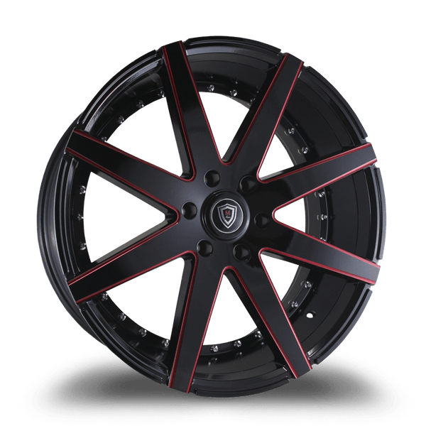 Marquee Wheels 24x10.0 et25 / 6x139.7 / cb78.1 Marquee Wheels M3226B 24" 6x139.7 Black / Red Milling 3226B2410613925BRMD