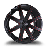 Marquee Wheels 24x10.0 et25 / 6x135 / cb87.1 Marquee Wheels M3226B 24" 6x135 Black / Red Milled 3226B2410613525BRED