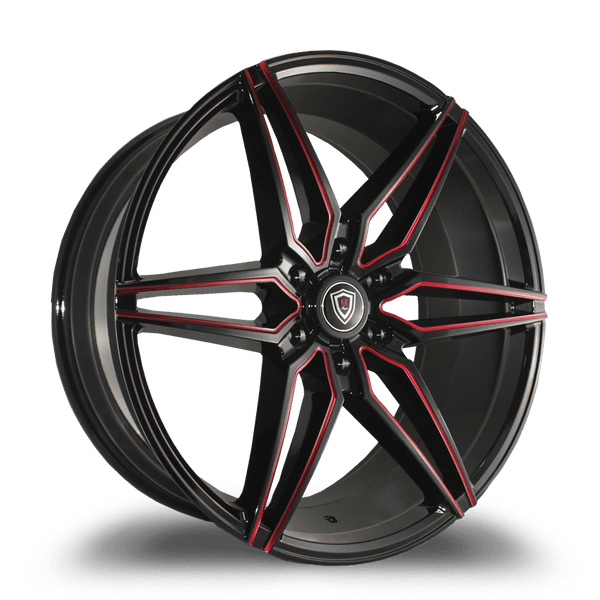 Marquee Wheels 22x9.5 et30 / 6x139.7 / cb78.1 Marquee Wheels M3259A 22" 6x139.7 Black / Red Milling 3259A2295613930BRM